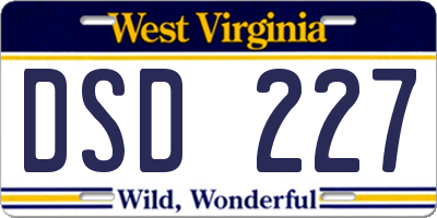 WV license plate DSD227