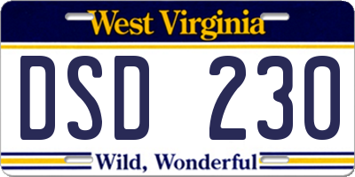 WV license plate DSD230