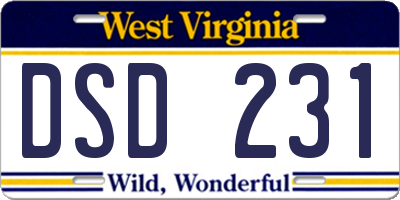 WV license plate DSD231