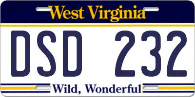 WV license plate DSD232