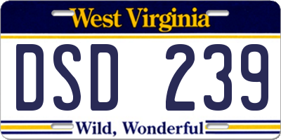 WV license plate DSD239