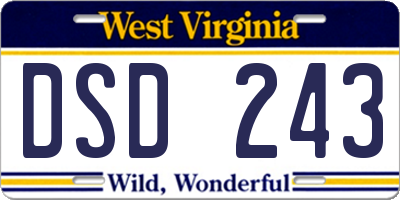 WV license plate DSD243