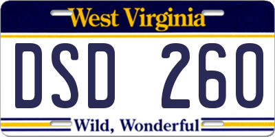 WV license plate DSD260
