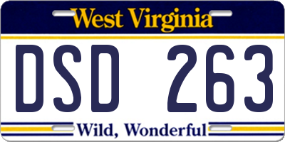 WV license plate DSD263