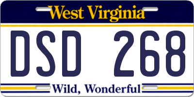WV license plate DSD268