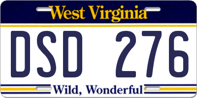 WV license plate DSD276