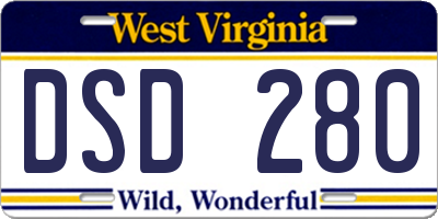 WV license plate DSD280