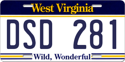 WV license plate DSD281