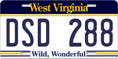 WV license plate DSD288