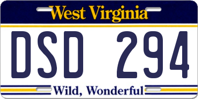 WV license plate DSD294