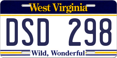 WV license plate DSD298