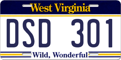 WV license plate DSD301