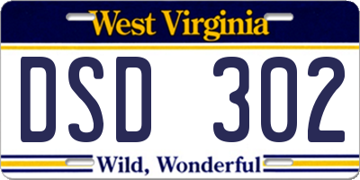 WV license plate DSD302