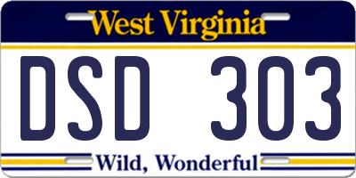 WV license plate DSD303