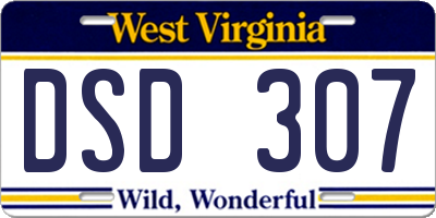 WV license plate DSD307