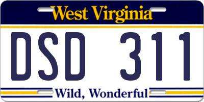 WV license plate DSD311