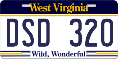 WV license plate DSD320