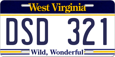 WV license plate DSD321
