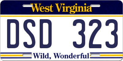 WV license plate DSD323