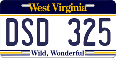 WV license plate DSD325