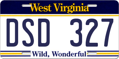 WV license plate DSD327