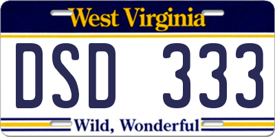 WV license plate DSD333