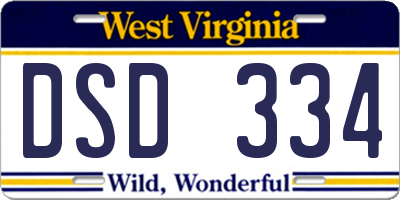 WV license plate DSD334
