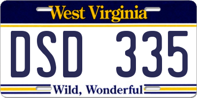 WV license plate DSD335