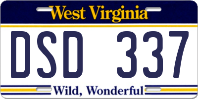 WV license plate DSD337