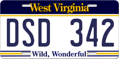WV license plate DSD342