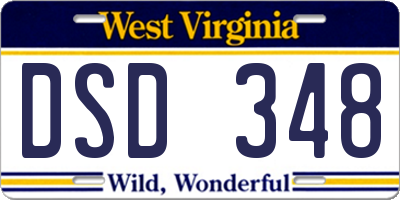 WV license plate DSD348