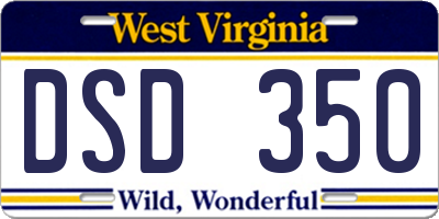 WV license plate DSD350