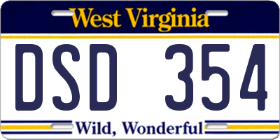 WV license plate DSD354