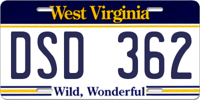 WV license plate DSD362