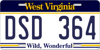 WV license plate DSD364