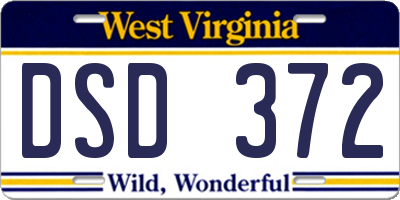WV license plate DSD372