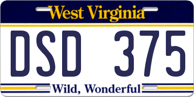 WV license plate DSD375