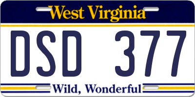 WV license plate DSD377