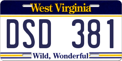 WV license plate DSD381