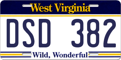 WV license plate DSD382