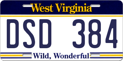 WV license plate DSD384