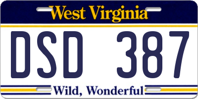 WV license plate DSD387