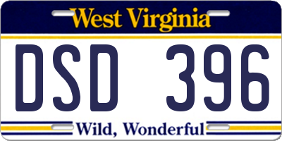WV license plate DSD396