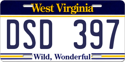 WV license plate DSD397