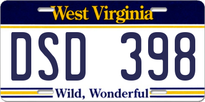 WV license plate DSD398
