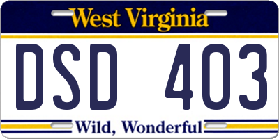 WV license plate DSD403