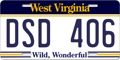 WV license plate DSD406