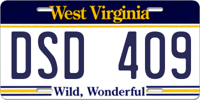 WV license plate DSD409