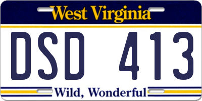WV license plate DSD413