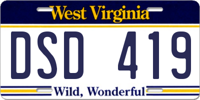 WV license plate DSD419